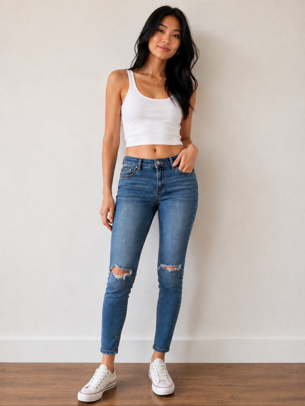 ❤️ FREE PEOPLE RIPPED KNEE SKINNY ANKLE JEANS, 4 (27)